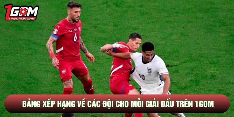 Bảng xếp hạng về các đội cho mỗi giải đấu trên 1gom